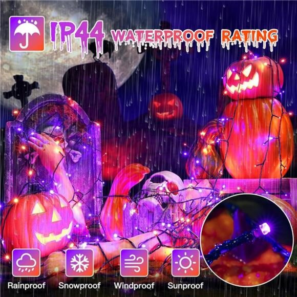 66FT 200 LED Halloween Lights, Orange + Purple Halloween Lights with 8 modes - Picture 6 of 7